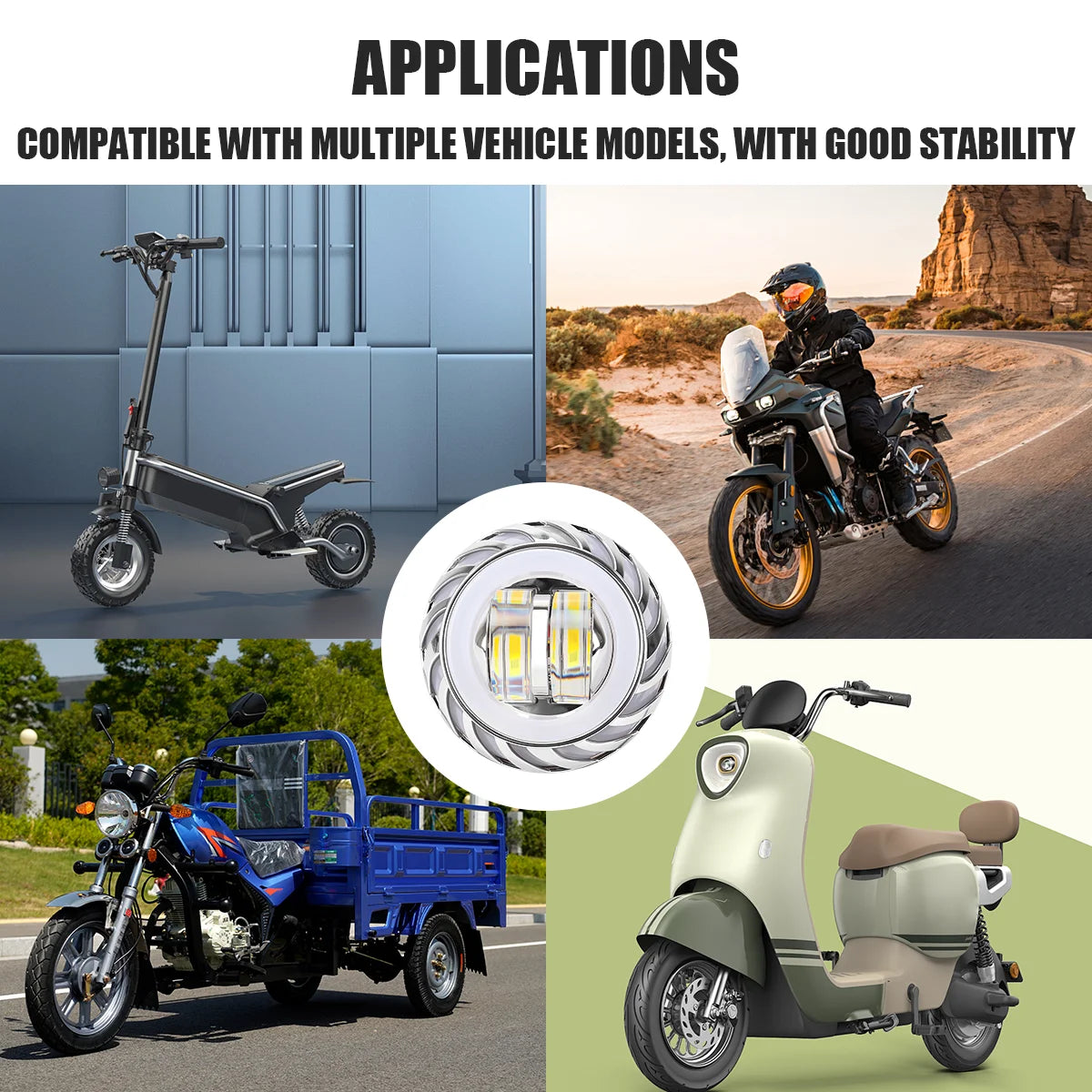 KEVANLY Motorcycle Headlight &ndash; Dual Halo LED Projector Lens