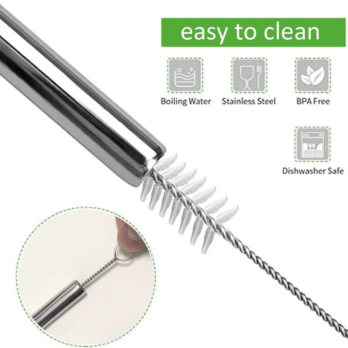 50Pcs Reusable Stainless Steel Straws &ndash; Eco-Friendly Durability