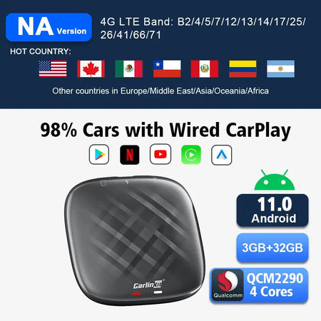 Carlinkit CarPlay AI Box Wireless CarPlay Android Auto NA 11 32G 4 cores / Genuine Guarantee