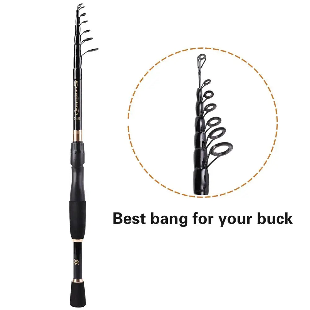Sougayilang Telescopic Fishing Rod - Ultralight Carbon Fiber Spinning/Casting