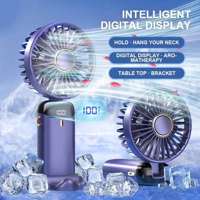 Zokman USB Handheld Mini Fan &ndash; 5 Speed Wind LED Display