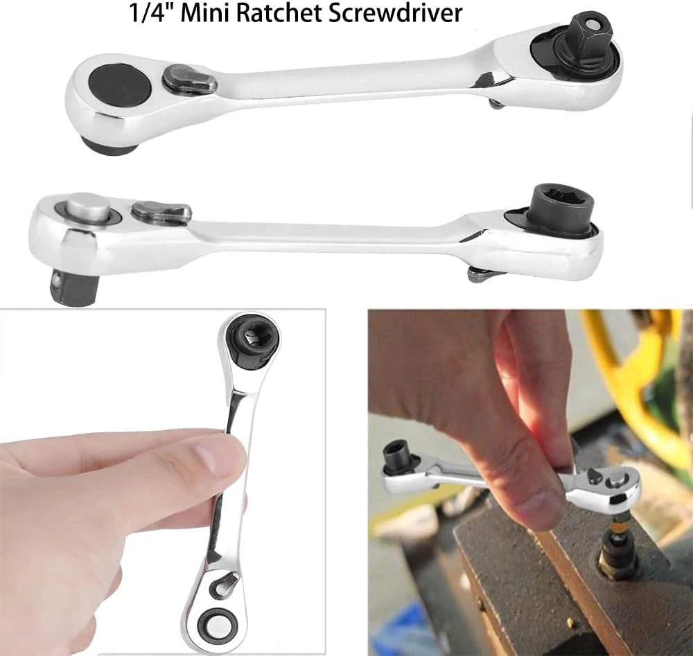 Mini Ratchet Wrench Double Ended Quick Socket | Hand Repair Tools