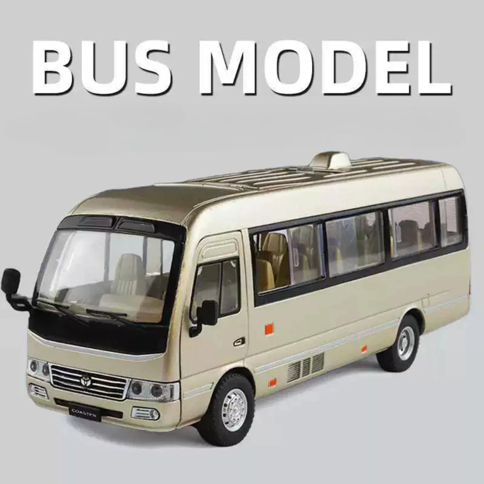 1:24 Metāla autobusa modeļa rotaļlieta ar atpakaļvilkšanu, durvis atveras, sakausējuma korpuss