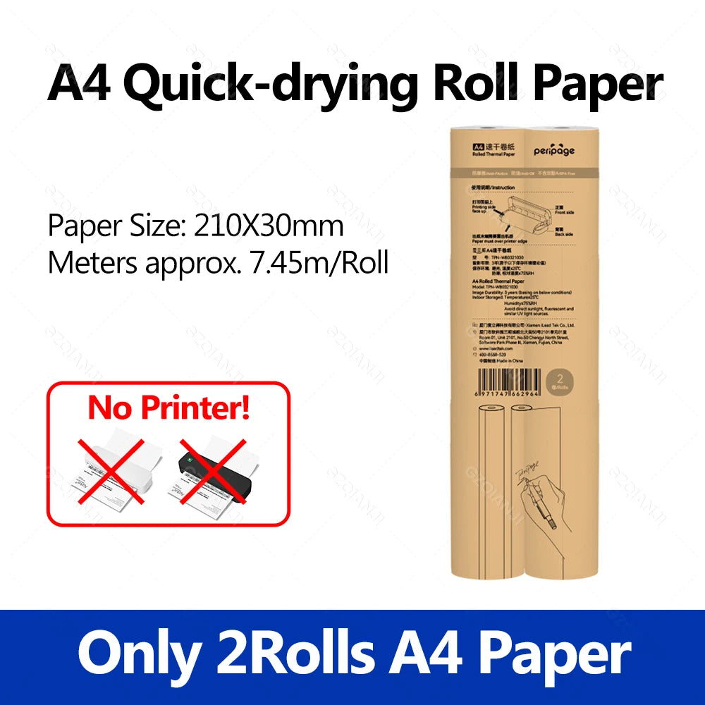 GZMA413 A4 Ink Free Portable Printer - Wireless Printing Only 2Rolls A4 Paper