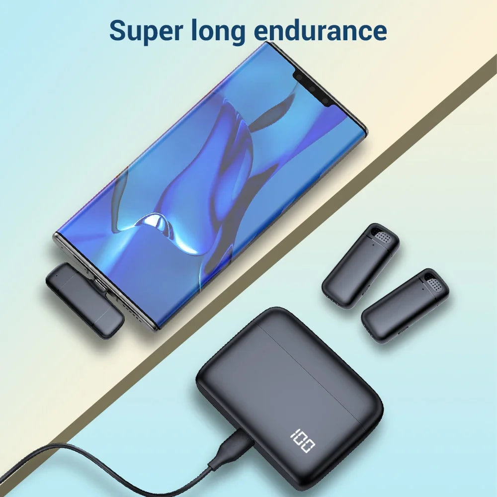 Basix Wireless Lavalier Microphone with Charging Case for Outdoor Interviews