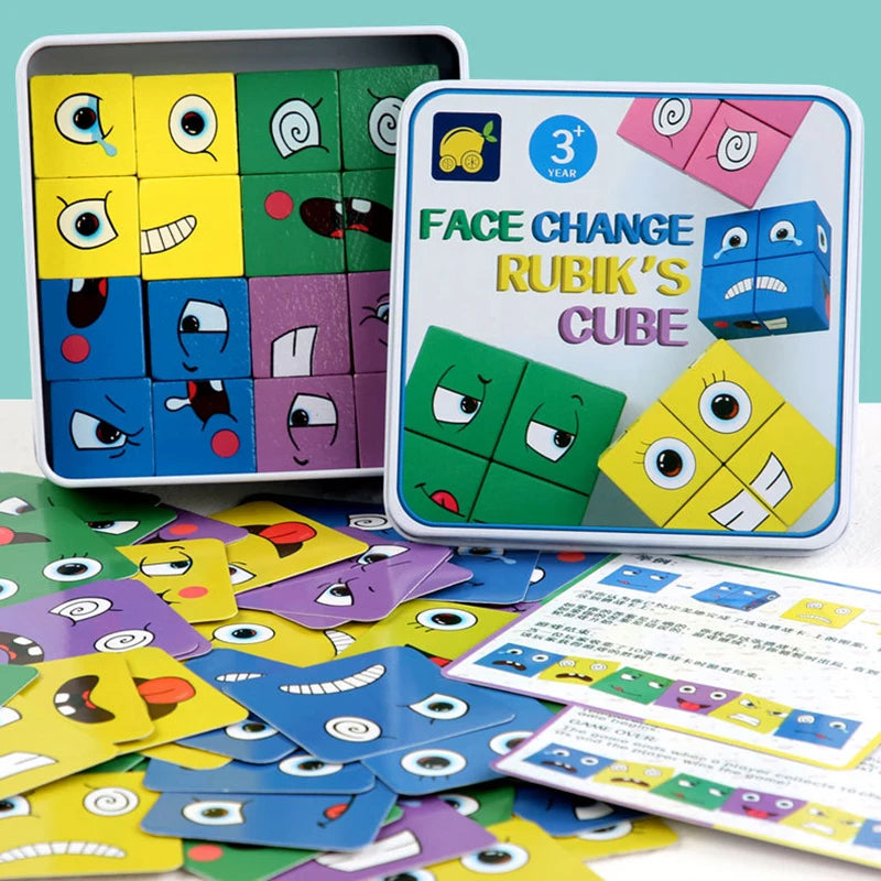 BZS00120 &ndash; Educational Wooden Face Changing Blocks for Kids