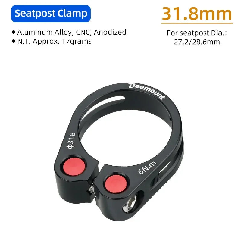 Deemount SDP-001 &ndash; Durable Aluminum Seatpost Clamp Black 31.8mm 1pc / CHINA