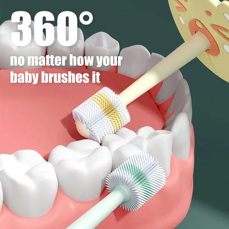 360 Degree Soft Silicone Baby Toothbrush for Children Aged 0-6 Years