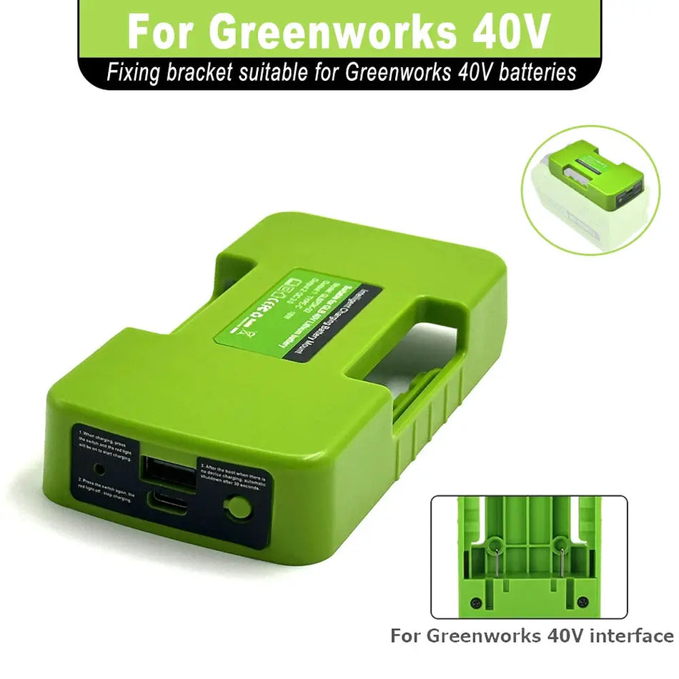 Greenworks 40V Li-ion batériový napájací adaptér pre telefón a power bank