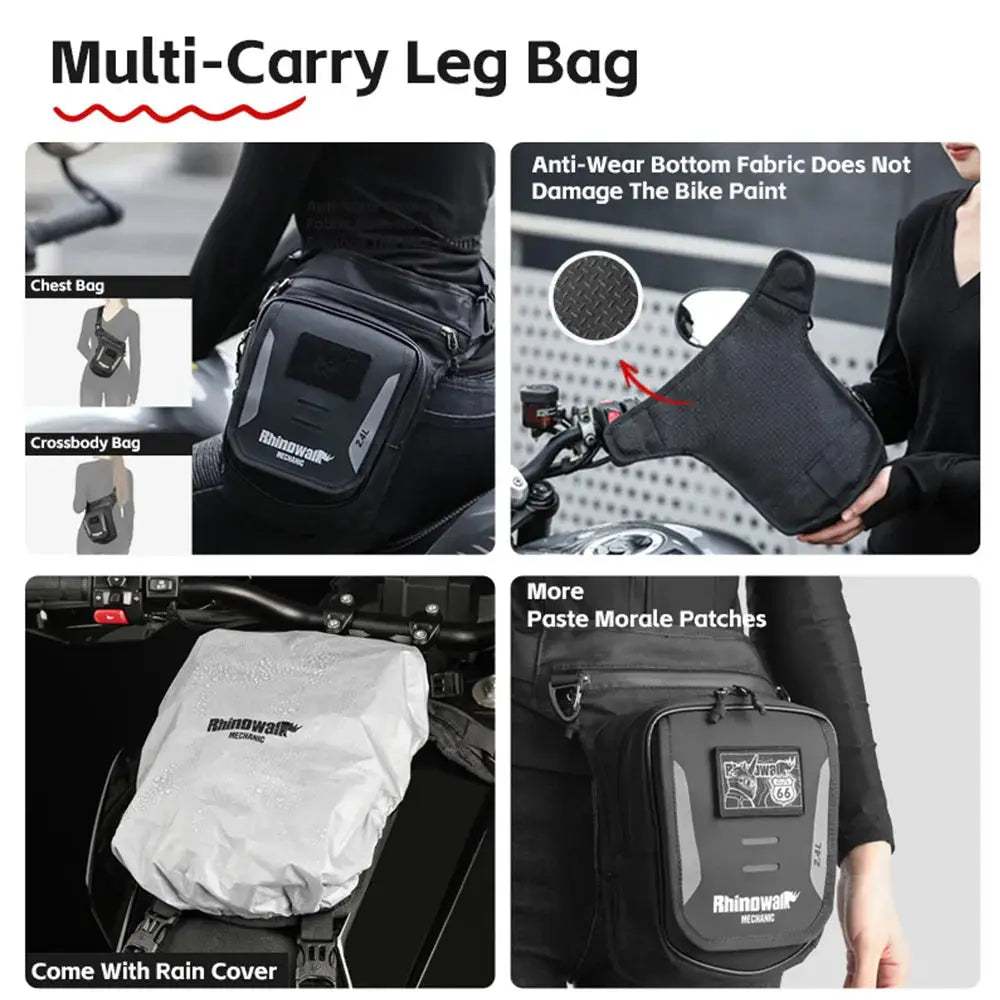Rhinowalk Magnetic Motorcycle Tank Bag 2.4L Drop-Waist Leg Bag with Multi-Compartment & Hidden Buckle by InterCyprus Trading Ltd