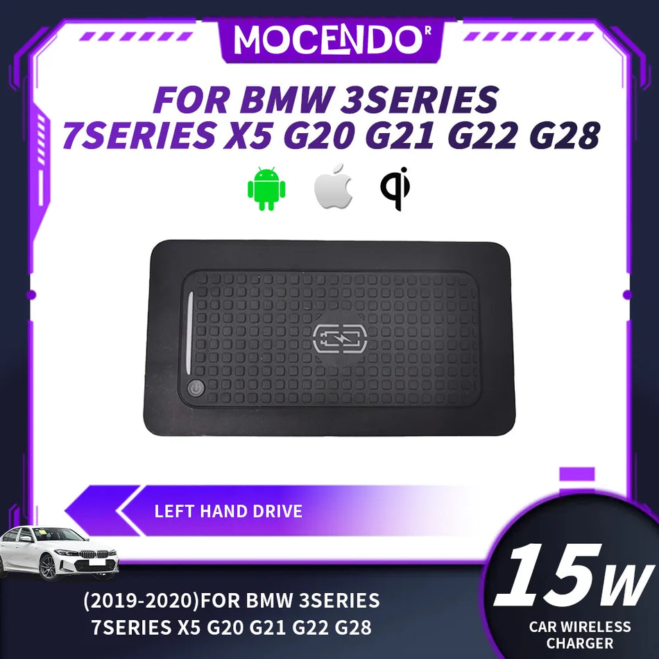Chargeur de voiture sans fil rapide 15W pour BMW Série 3 G20 G21 G28 2019-2020
