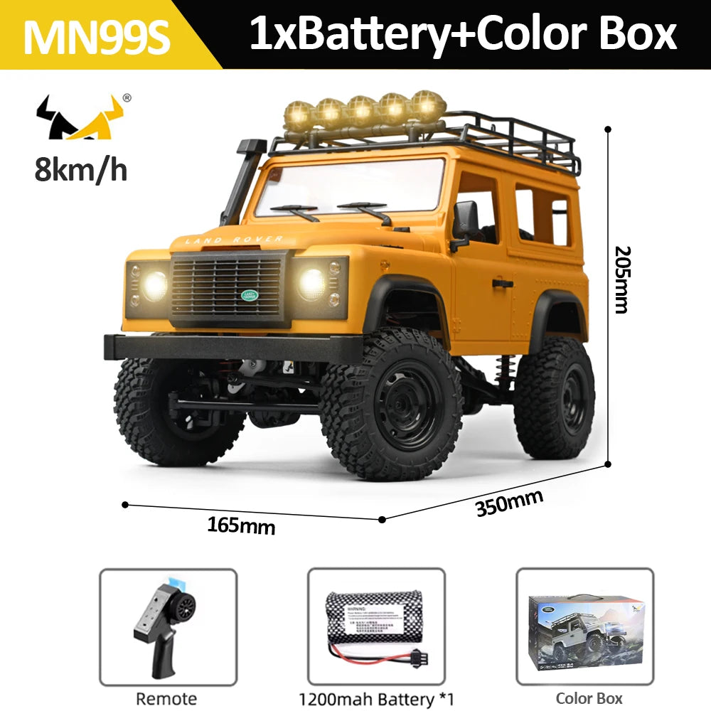 MN99S Rc Car MN Model &ndash; 4WD Off Road Climbing Crawler Yellow with Colorbox