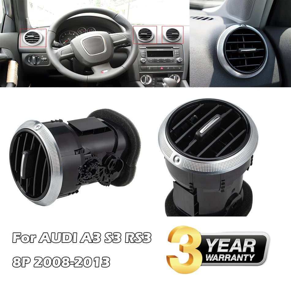 Větrací otvor klimatizace palubní desky plastový a gumový pro AUDI A3 8P S3 RS3 Sportback