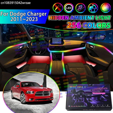 For Dodge Charger 2011~2023 MK2 2th LD 2012 RGB Car Interior Ambient Lights Strips Breathing Lighting Kit App Control LED strips by InterCyprus Trading Ltd