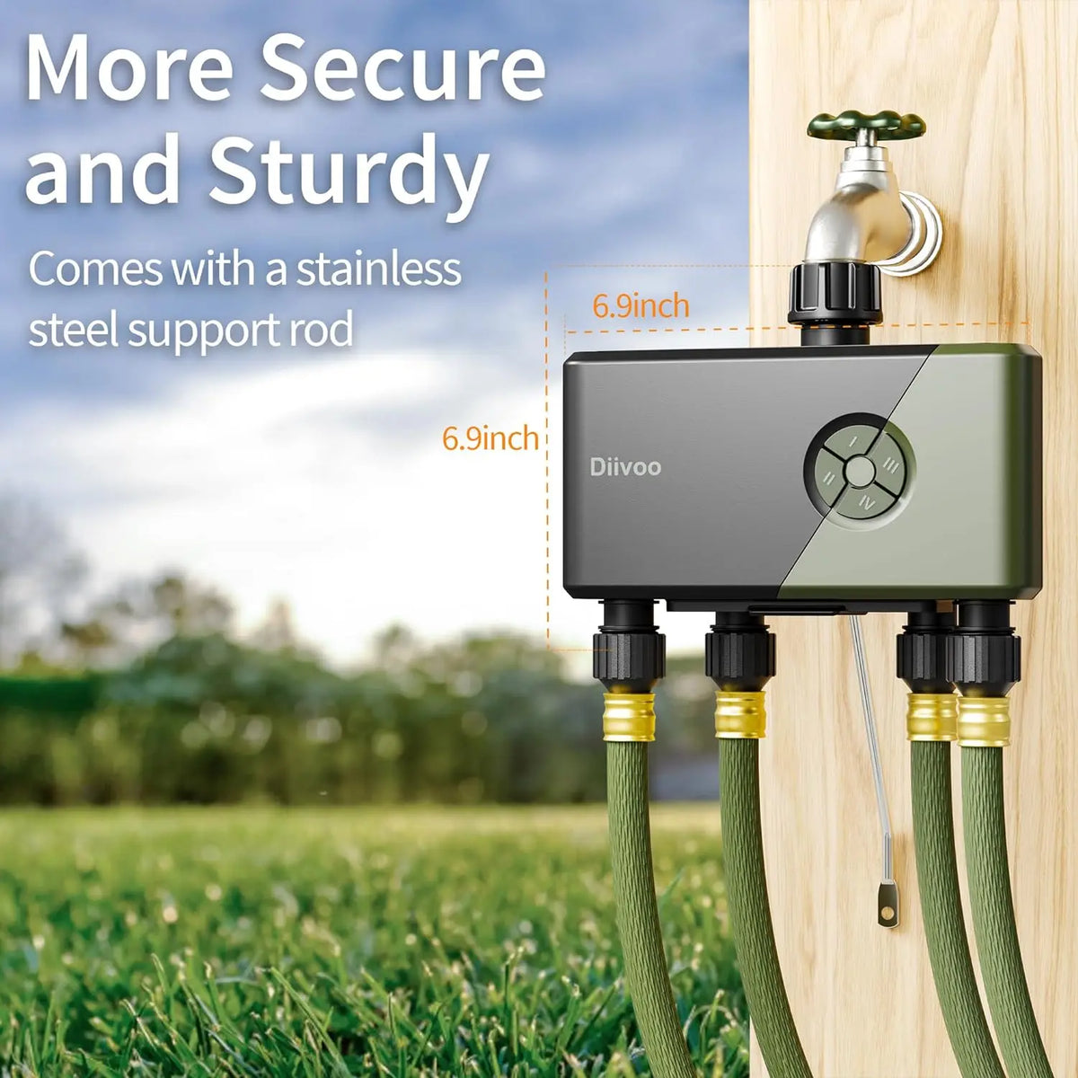 Diivoo 4 Zone WiFi Garden Watering Timer &ndash; Automatic Drip Irrigation Controller with Alexa &amp; Google Assistant Compatibility