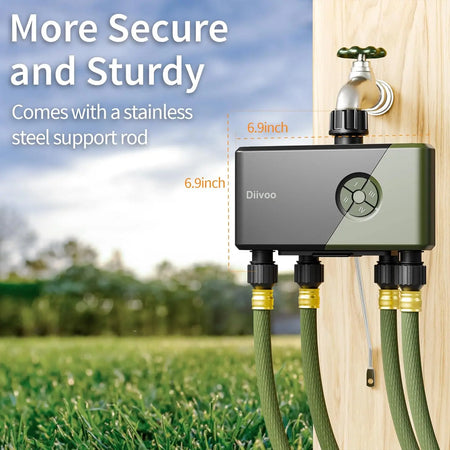 Diivoo 4 Zone WiFi Garden Watering Timer &ndash; Automatic Drip Irrigation Controller with Alexa &amp; Google Assistant Compatibility