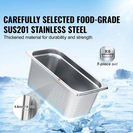 8 Pack Buffet Chafing Dishes 5.93L Gastronorm Pans