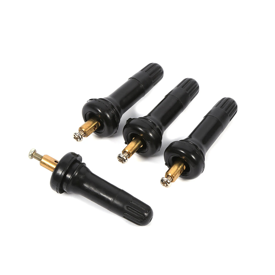 Valve de cauciuc TPMS Snap-In, Anti-Explozie, Pachet de 4 cu nuclee, capace, șuruburi