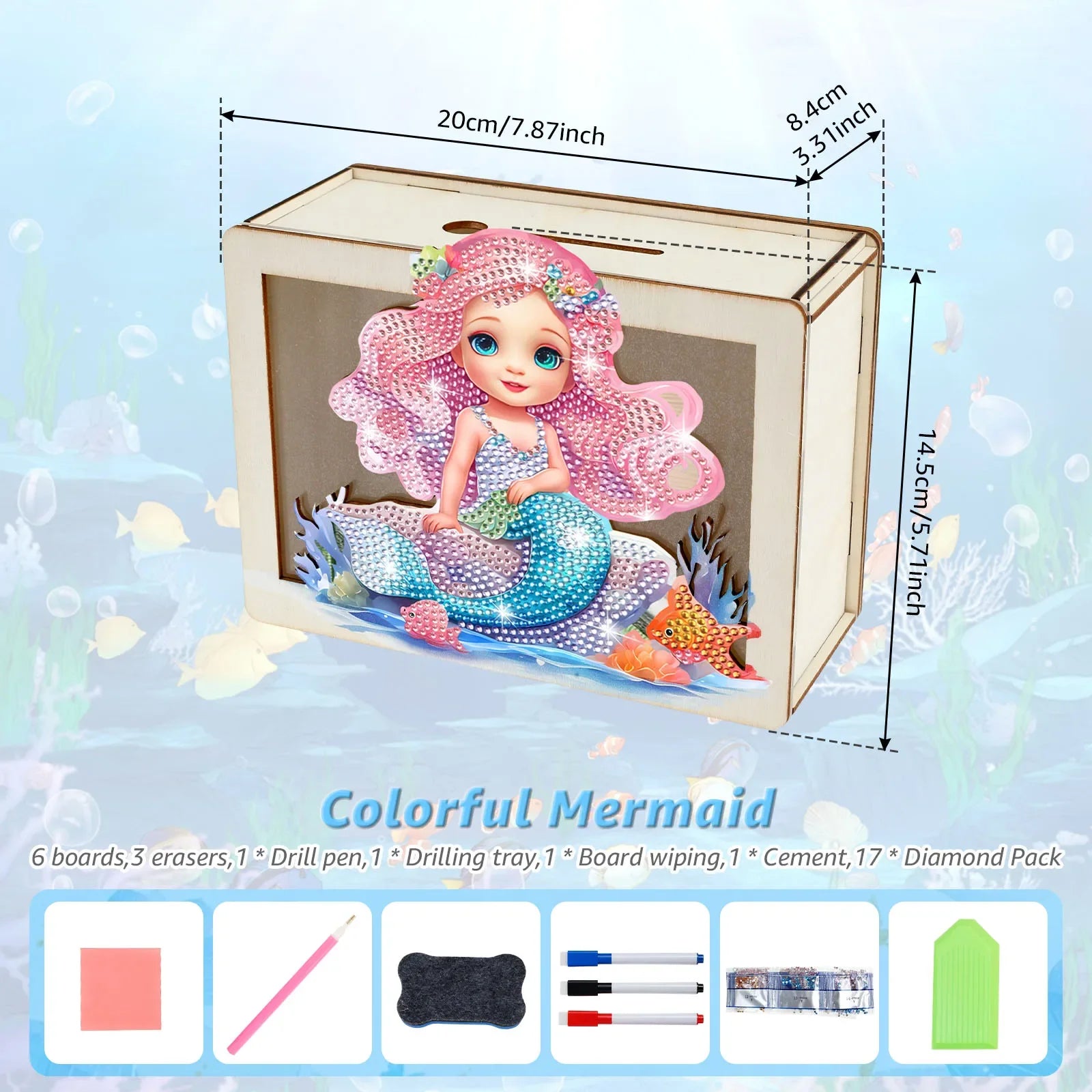 DIY Mermaid/Unicorn Wooden Piggy Bank with Diamond Painting &amp; Savings Goals
