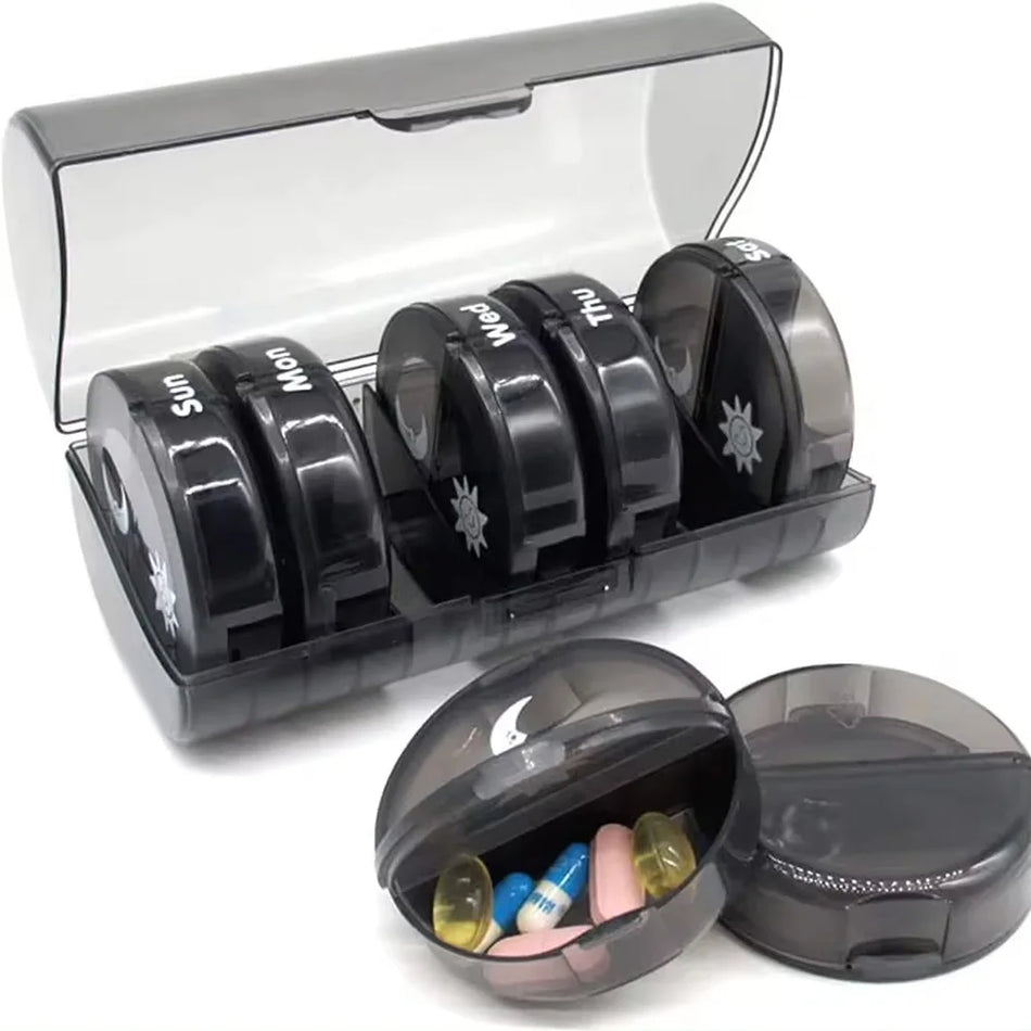 Rainbow 7 Days Pill Box Organizer &ndash; Portable Weekly Case