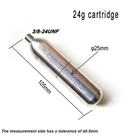 Refillable CO2 Cartridge 3/8-24UNF &ndash; Rechargeable Reusable 24g thread