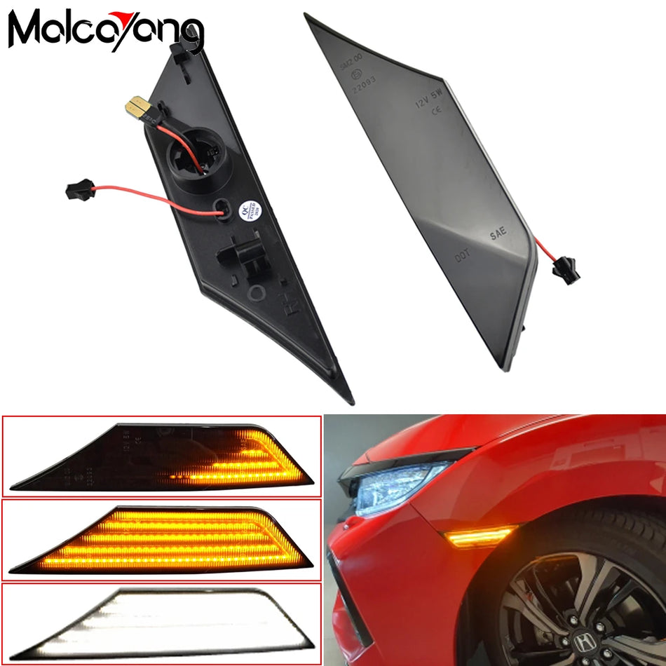 2 Pcs luces de marcador lateral de señal de giro LED dinámicas para Honda Civic 10ª generación