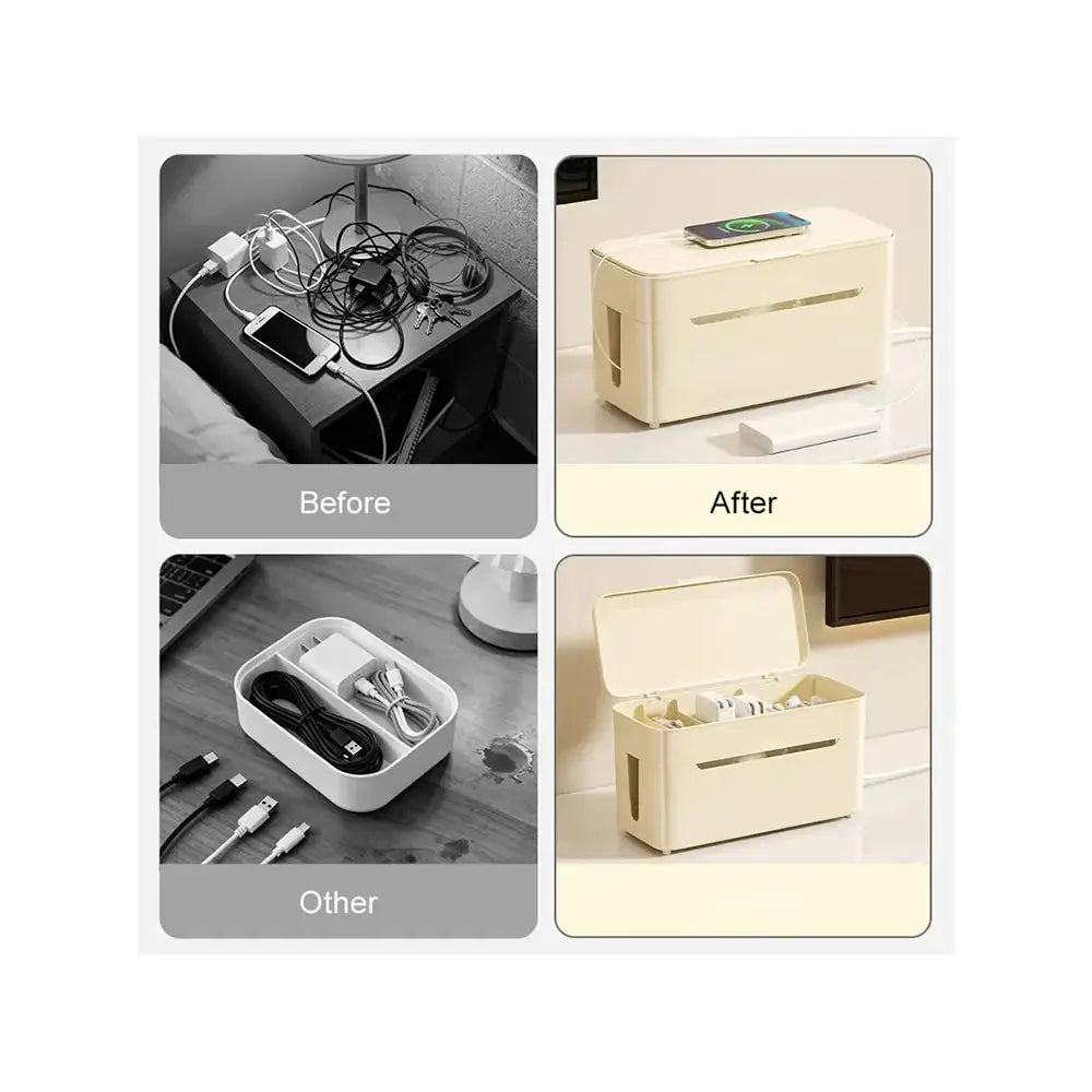 charging cable storage box desktop data cable organization box with lidcompartments and cable management box by InterCyprus Trading Ltd