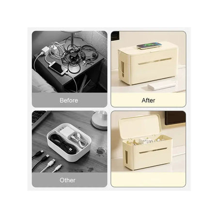 charging cable storage box desktop data cable organization box with lidcompartments and cable management box by InterCyprus Trading Ltd