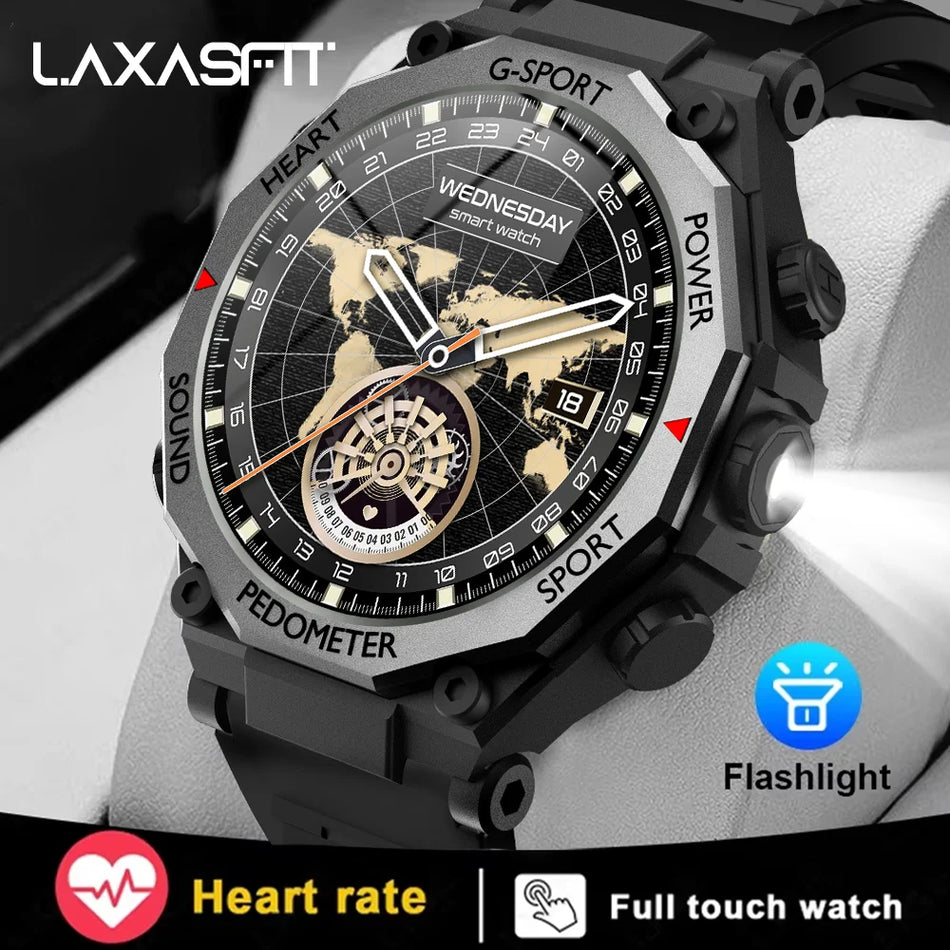 LAXASFIT Мужские Смарт-часы Фонарь Мультиспорт HR Bluetooth