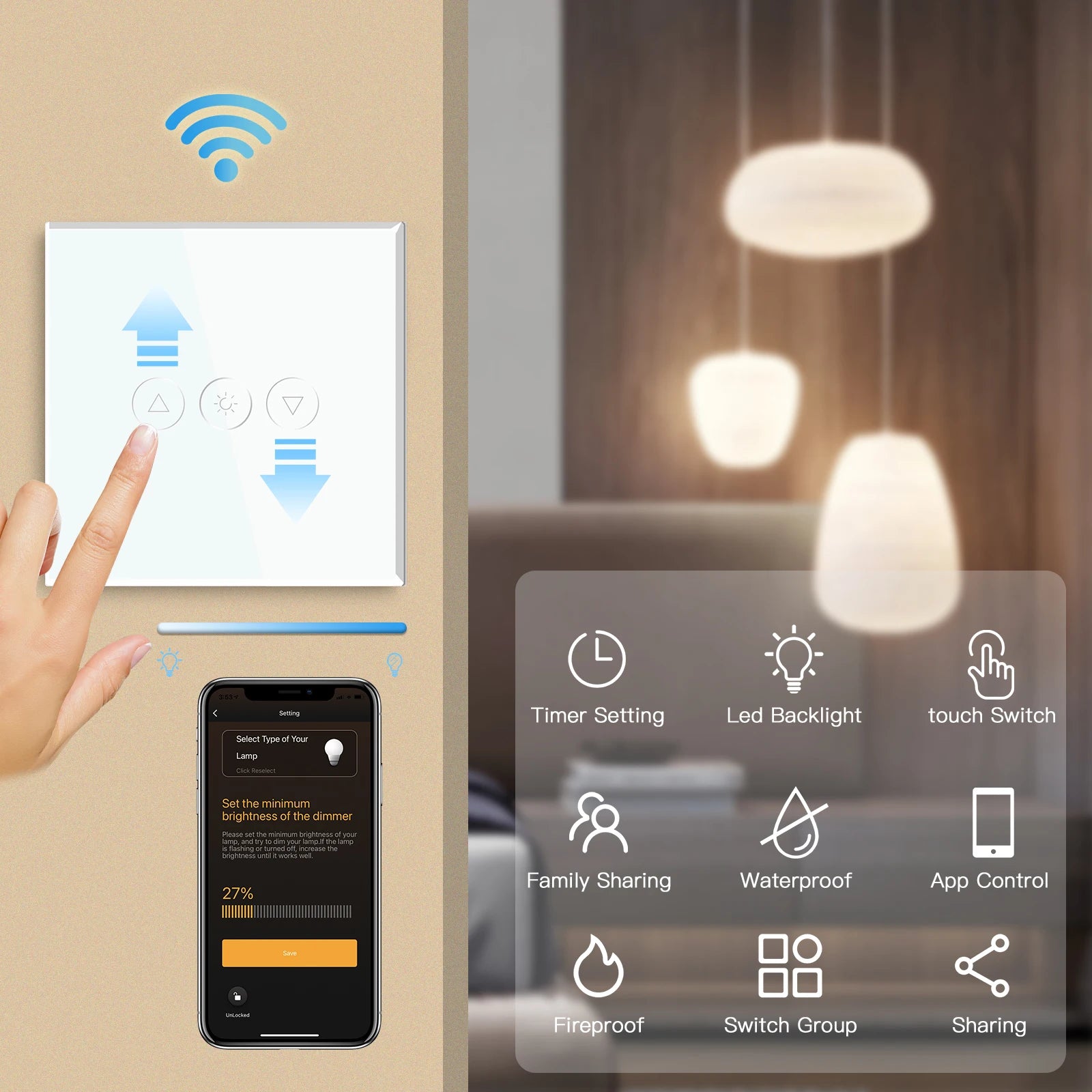 BSEED Wifi Dimmer Switch 1Gang &ndash; Alexa Ready Tuya Smart Life