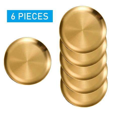 Stainless Steel Round Plates Set &ndash; Rust-Proof and Durable Design 8 Pcs / 26cm