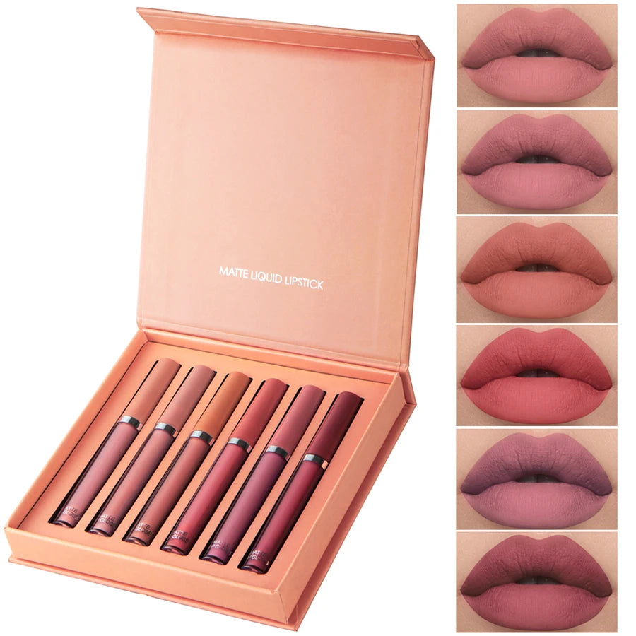MAXFINE 6PC Matte Velvet Lip Gloss Set