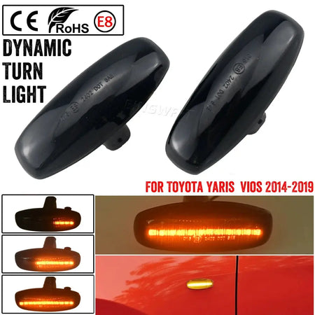 2PCS Flowing Water Dynamic LED Turn Signal Side Marker Light For Toyota Yaris Vios 2014 2015 2016 2017 2018 2019 Sequential Lamp by InterCyprus Trading Ltd