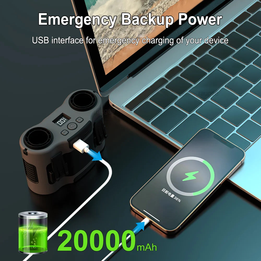 20000mAh Waist Clip Fan &ndash; Ultra Portable Outdoor Cooling