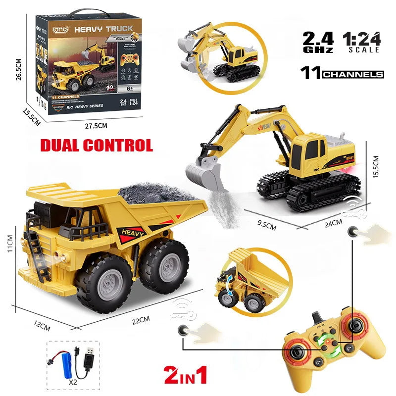 1/12 RC Flat Truck with Excavator &ndash; 11CH Alloy Frame 2.4G B