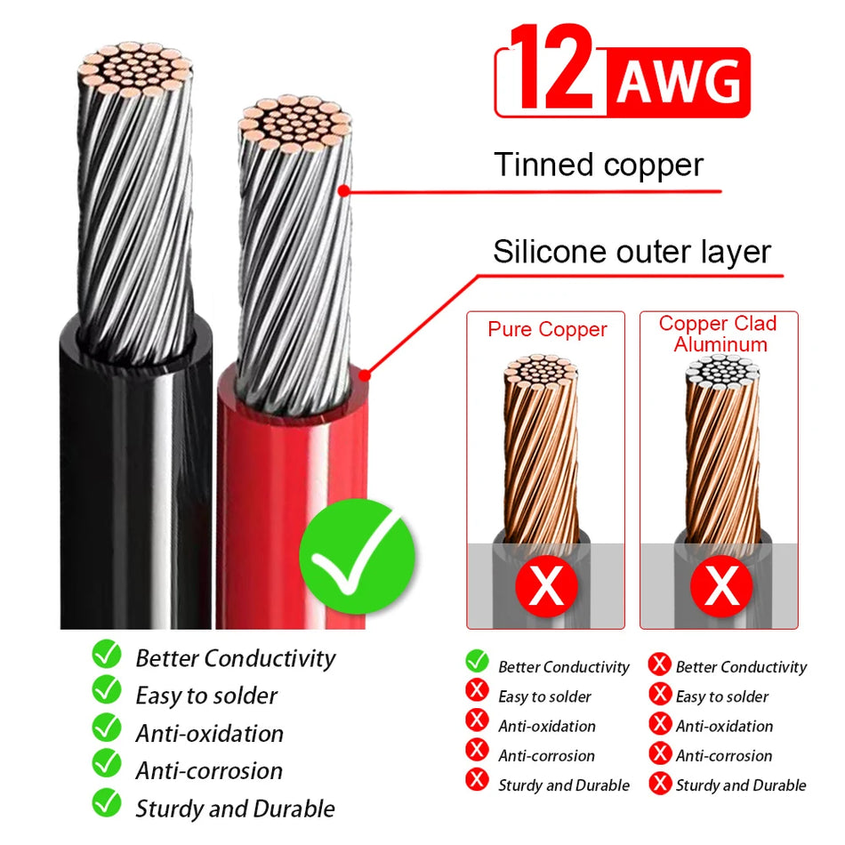 XT60 Batterij Verlengkabel 12AWG Silicoon, Mannelijke en Vrouwelijke Connectoren, 2-3m