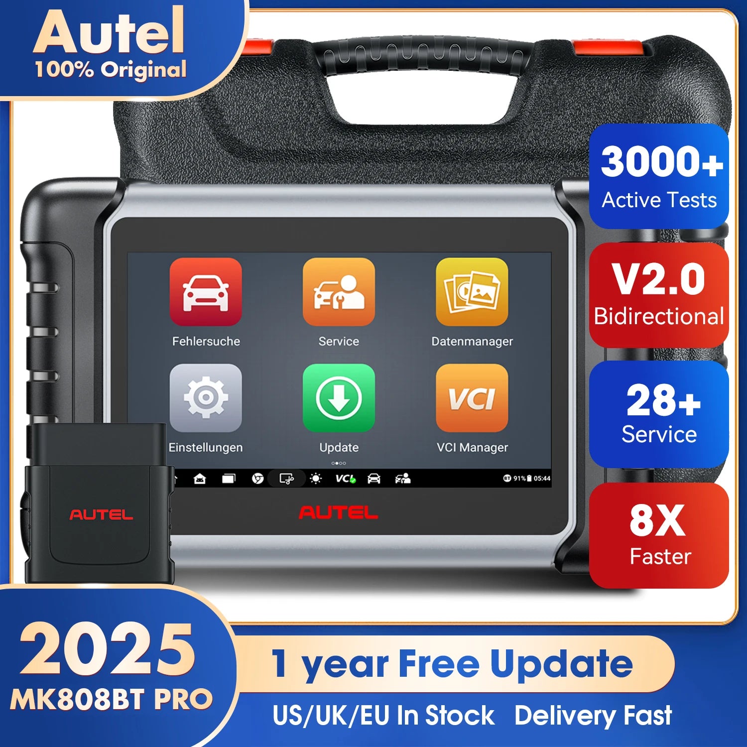 Autel MaxiCOM MK808BT PRO &ndash; Bi-Directional Diagnostics Global Version / GERMANY