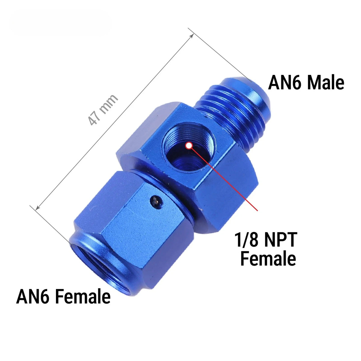 Universal AN Adapter Male To Female With 1/8 Inch NPT Gauge Port by InterCyprus Trading Ltd