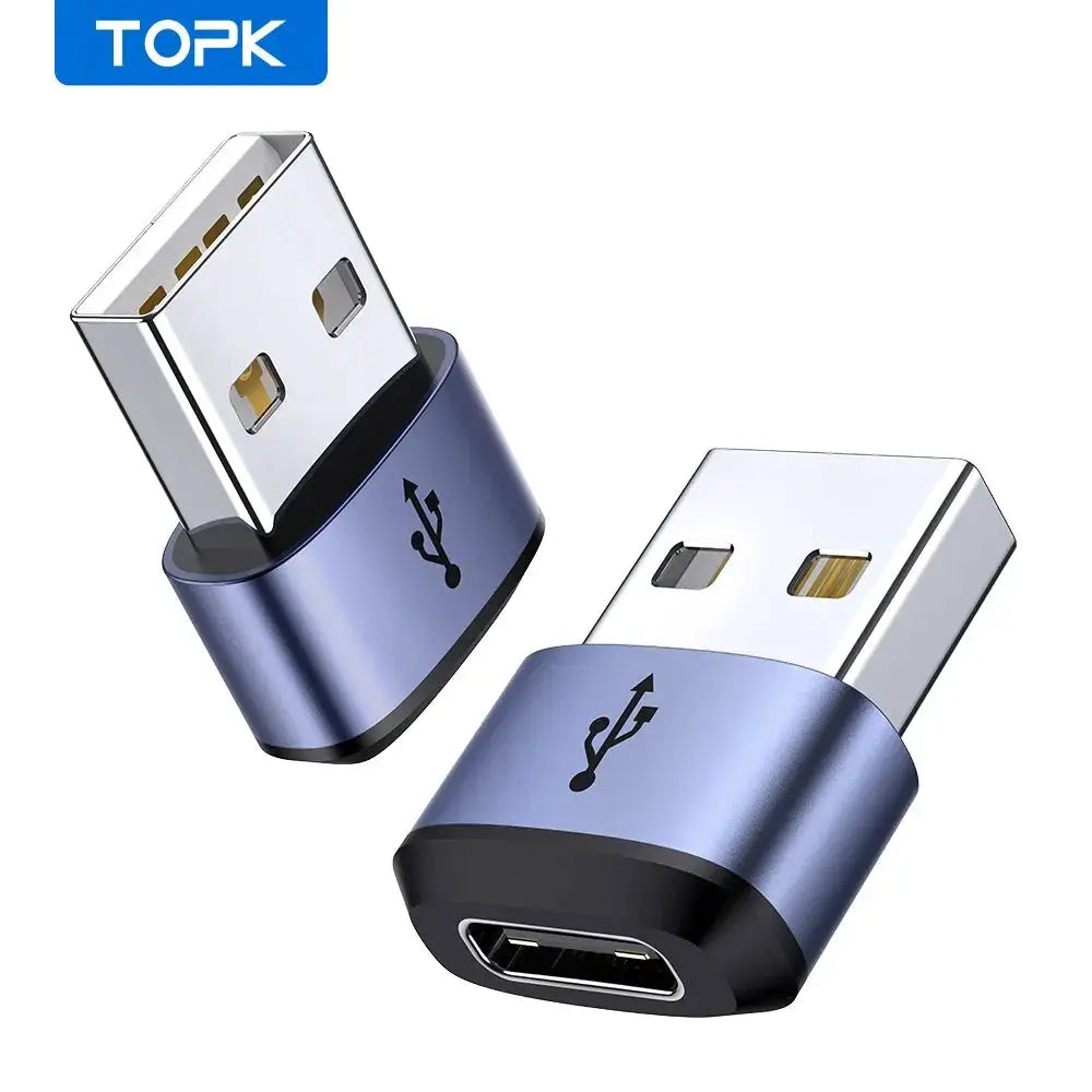 TOPK AT13 USB C to USB Male Adapter USB Female (Type-C) to USB 2.0 Male (USB-A) Fast Charging & Data Sync OTG Adapter Connector by InterCyprus Trading Ltd