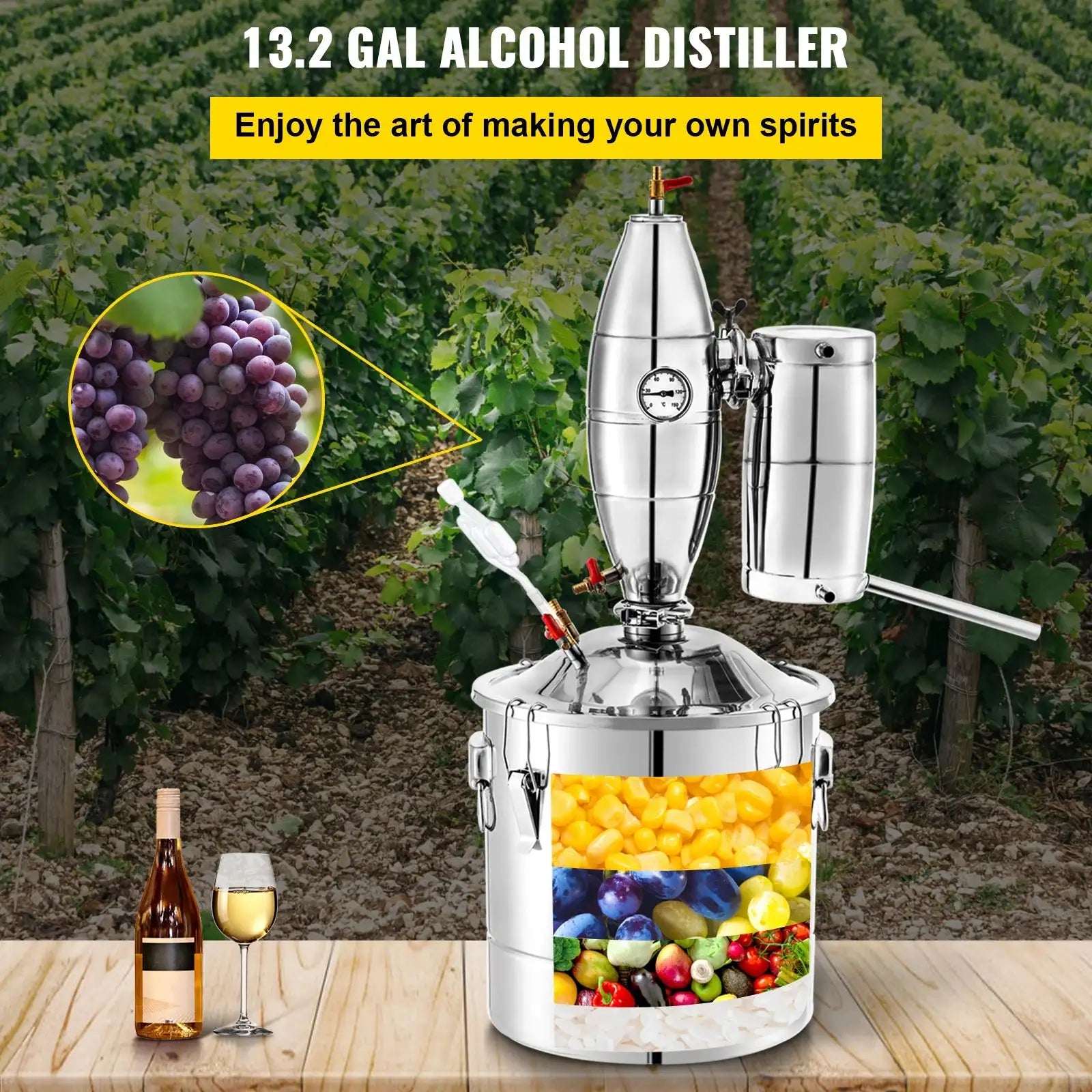 50L 304 Stainless Steel Alcohol Distiller With Thermometer