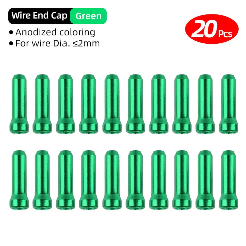 Deemount Alloy Caps &ndash; Lightweight and Durable Bicycle Cable End Solution Green 20pcs / CHINA