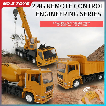 2.4G Remote Control Engineering Trucks Vehicle 10 Channels RC Simulation Heavy Crane Dump Construction City Truck Toy for Boys