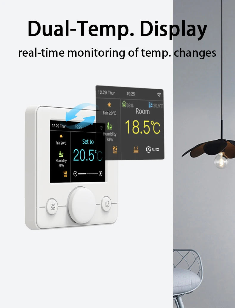 IPS Screen Smart Thermostat &ndash; WiFi Control And Voice Assist