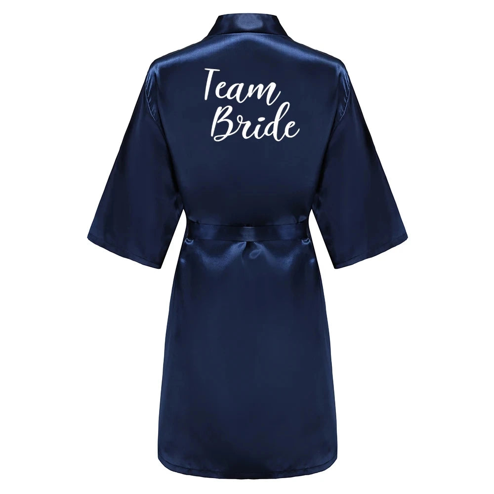 Elegant Satin Silk Robe for Women - Knee-Length, Poplin Fabric