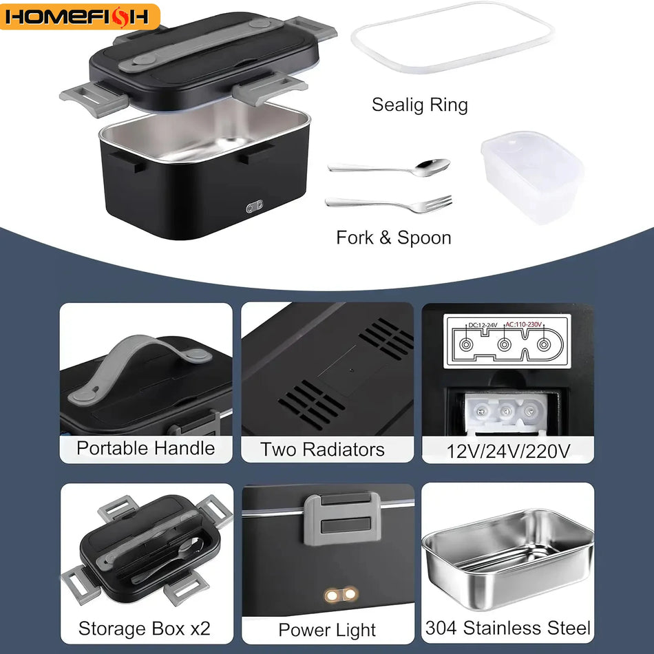 Homefish 1.8L Electric Lunch Box 75W &ndash; Leakproof Design