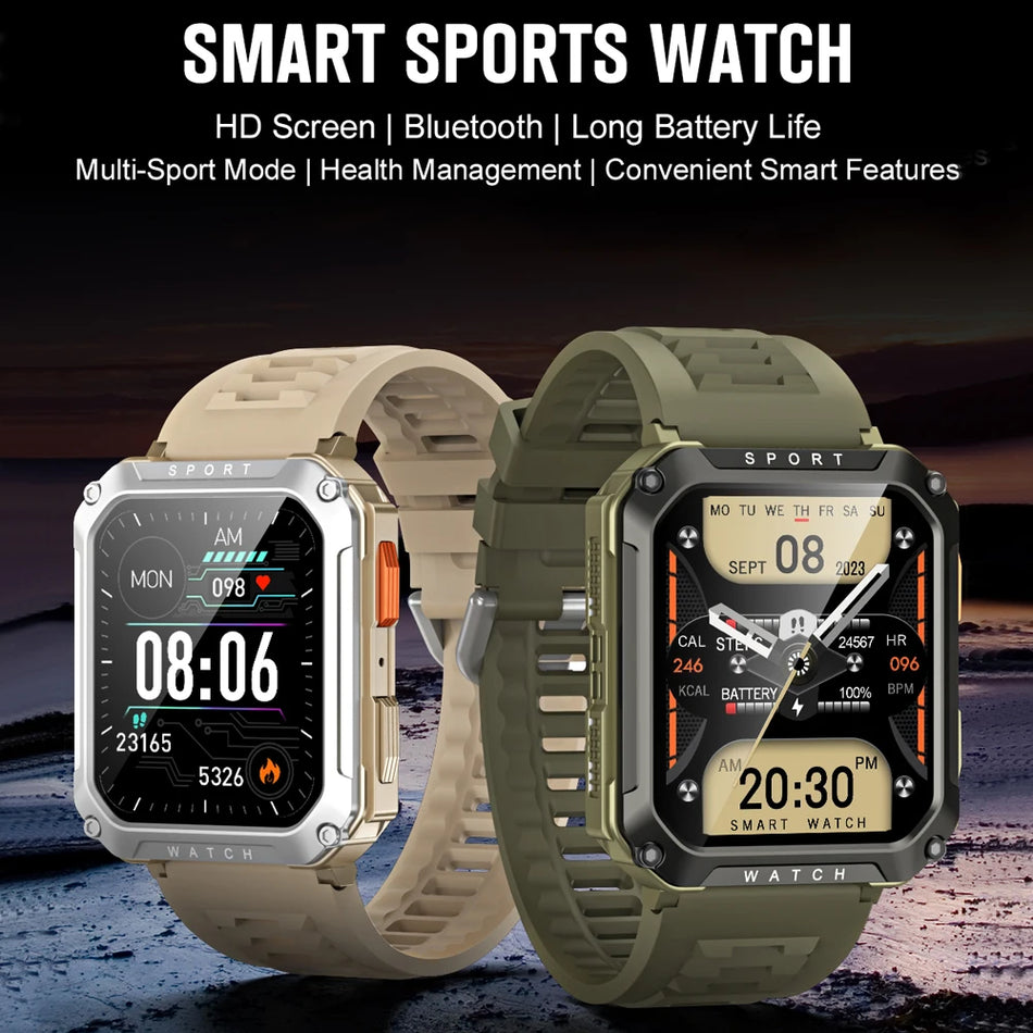🟠 Rugged Military Smart Watch Men For Android IOS Ftiness Watches Ip68 Waterproof 2.01'' AI Voice Bluetooth Call Smartwatch 2023