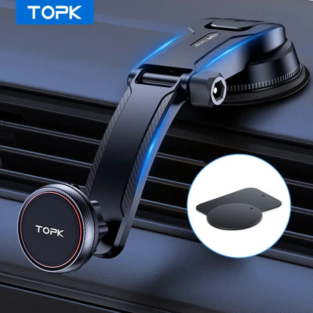 TOPK Universal Magnetic Car Phone Holder Mount 360°Rotationfor Air Vent & Dashboard Windshield Suction Cup Stand for All Phones by InterCyprus Trading Ltd