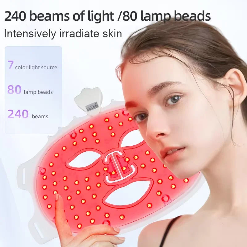 Portable Silicone LED Light Therapy Mask with 7 Colors for Skin Care