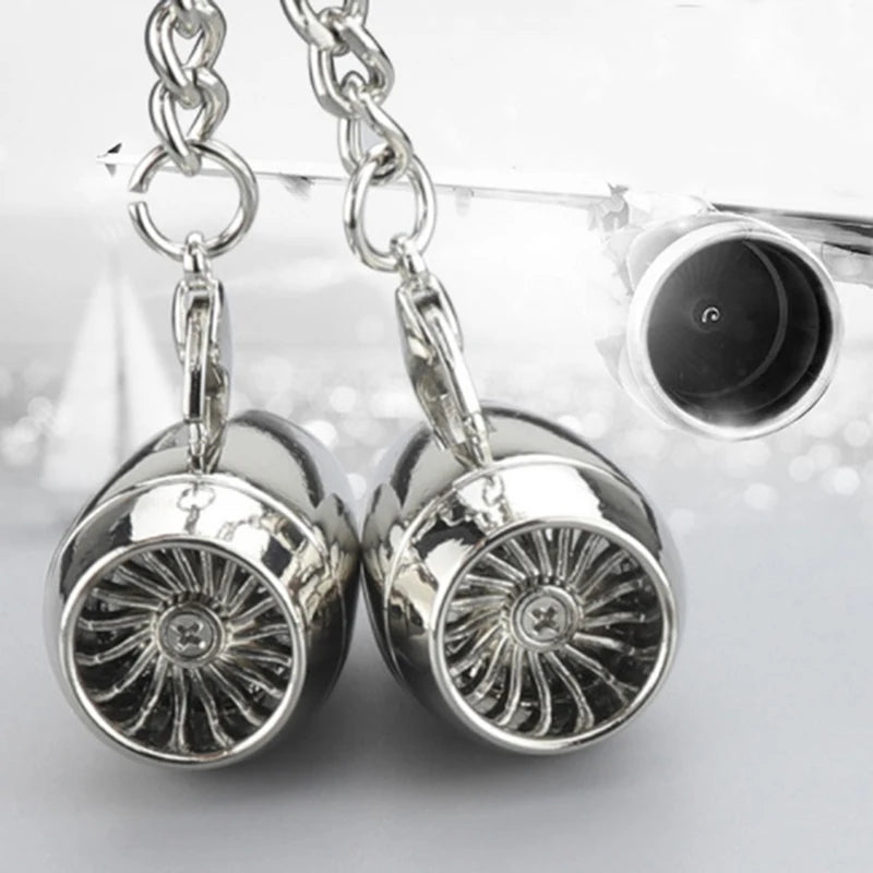 Trendy Metal Jet Engine Keychain for Men - Fashionable Car and Bag Accessory