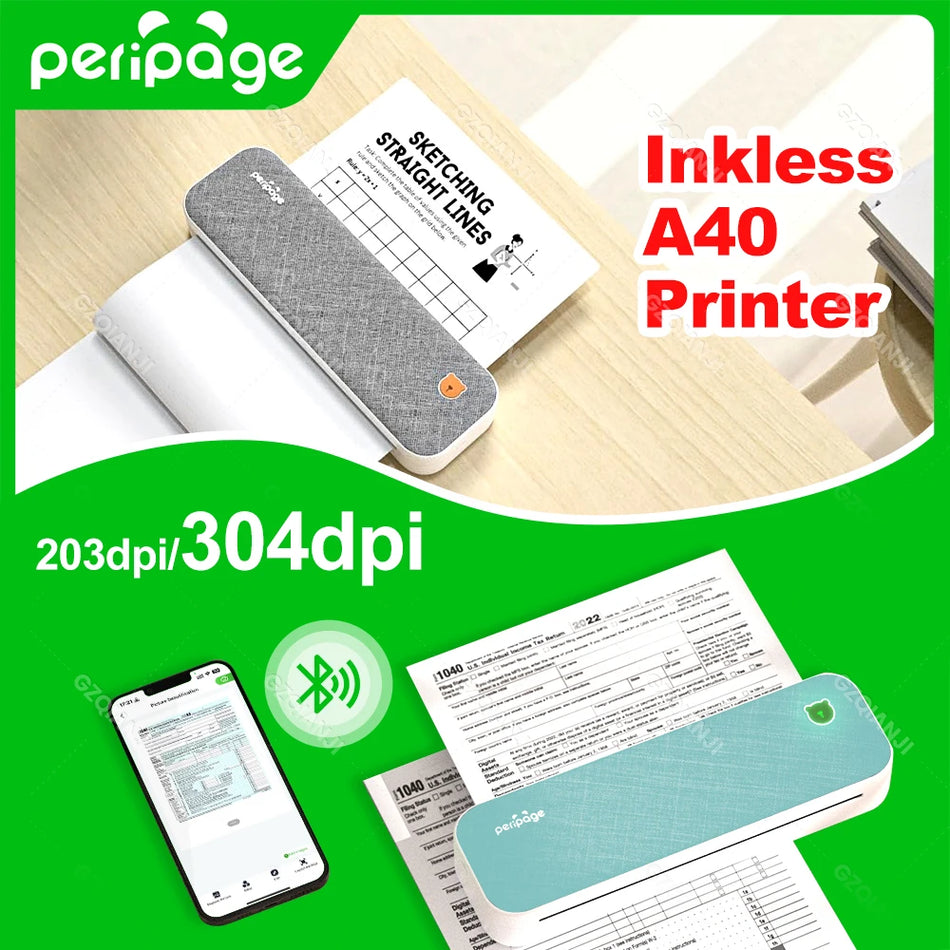Imprimantă termică portabilă 304DPI, maker de etichete A4 fără cerneală pentru documente mobile